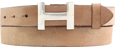 Designer-Gürtel HERMINE aus Vollrindleder Vintage 3,0 cm Silber Cognac