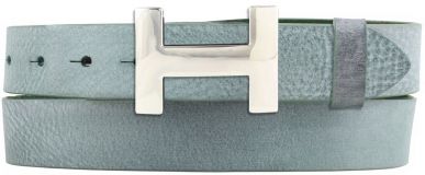 Designer-Gürtel HERMINE aus Vollrindleder Vintage 3,0 cm Silber Khaki