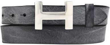 Designer-Gürtel HERMINE aus Vollrindleder Vintage 3,0 cm Silber Schwarz