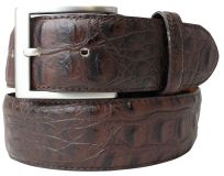 Gürtel mit Edelstahl-Gürtelschnalle und Krokoprägung 4,0 cm Braun