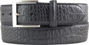 Gürtel mit Edelstahl-Gürtelschnalle und Krokoprägung 4,0 cm Schwarz