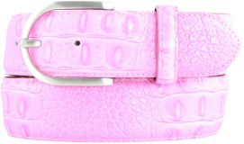 Damengürtel mit Krokoprägung 4,0 cm Pink