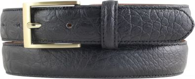 Herren-Gürtel mit Krokoprägung und goldener Gürtelschließe 3,0 cm Schwarz