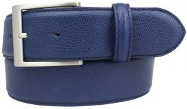 G�rtel mit Edelstahl-G�rtelschnalle aus Leder 4,0 cm Marine