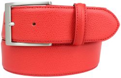 G�rtel mit Edelstahl-G�rtelschnalle aus Leder 4,0 cm Rot
