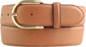 Damengürtel aus geprägtem Leder mit goldener Gürtelschließe 4,0 cm Tabac