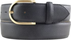 Damengürtel aus geprägtem Leder mit goldener Gürtelschließe 4,0 cm Schwarz