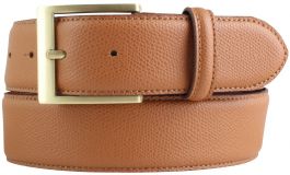 Gürtel aus Leder mit goldener Gürtelschnalle 4,0 cm Tabac