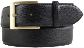 Gürtel aus Leder mit goldener Gürtelschnalle 4,0 cm Schwarz
