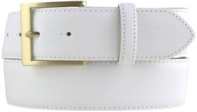 Gürtel aus Leder mit goldener Gürtelschnalle 4,0 cm Weiß