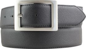 Gürtel aus Leder mit Doppel-Schließe 4,0 cm Schwarz