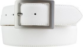 Gürtel aus Leder mit Doppel-Schließe 4,0 cm Weiß