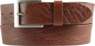 Gürtel mit Edelstahl-Gürtelschnalle aus Vollrindleder Used-Look 4,0 cm Cognac