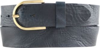 Damengürtel aus Vollrindleder im Used-Look mit goldener Gürtelschließe 4,0 cm Marine