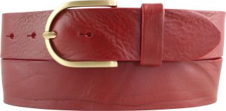 Damengürtel aus Vollrindleder im Used-Look mit goldener Gürtelschließe 4,0 cm Rot