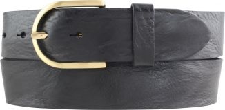 Damengürtel aus Vollrindleder im Used-Look mit goldener Gürtelschließe 4,0 cm Schwarz
