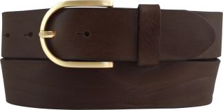 Damengürtel aus Vollrindleder im Used-Look mit goldener Gürtelschließe 4,0 cm Chocolate