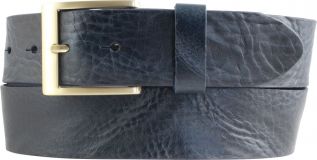 Gürtel aus Vollrindleder im Used-Look mit goldener Gürtelschließe 4,0 cm Marine