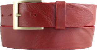 Gürtel aus Vollrindleder im Used-Look mit goldener Gürtelschließe 4,0 cm Rot