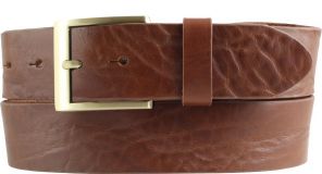 Gürtel aus Vollrindleder im Used-Look mit goldener Gürtelschließe 4,0 cm Cognac