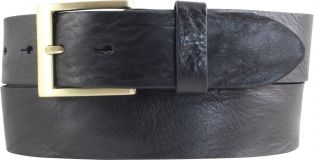 Gürtel aus Vollrindleder im Used-Look mit goldener Gürtelschließe 4,0 cm Schwarz
