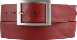 G�rtel aus Vollrindleder im Used-Look mit Doppel-Schlie�e 4,0 cm Rot
