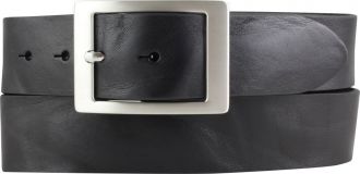 G�rtel aus Vollrindleder im Used-Look mit Doppel-Schlie�e 4,0 cm Schwarz