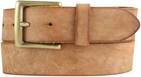 Gürtel aus weichem Vollrindleder mit altmessing Gürtelschnalle 4,0 cm Tabac