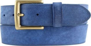 Gürtel aus weichem Vollrindleder mit altmessing Gürtelschnalle 4,0 cm Blau