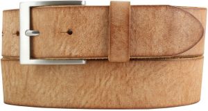 Herrengürtel aus weichem Vollrindleder mit Edelstahl-Gürtelschnalle 4,0 cm Tabac