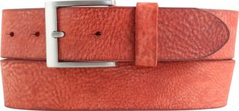 Herrengürtel aus weichem Vollrindleder mit Edelstahl-Gürtelschnalle 4,0 cm Rot