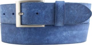Herrengürtel aus weichem Vollrindleder mit Edelstahl-Gürtelschnalle 4,0 cm Blau