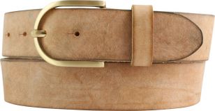 Damengürtel aus weichem Vollrindleder mit goldener Gürtelschließe 4,0 cm Tabac