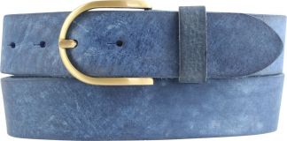 Damengürtel aus weichem Vollrindleder mit goldener Gürtelschließe 4,0 cm Blau