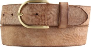 Damengürtel aus weichem Vollrindleder mit goldener Gürtelschließe 4,0 cm Cognac