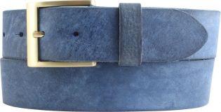 Herrengürtel aus weichem Vollrindleder mit goldener Gürtelschließe 4,0 cm Blau