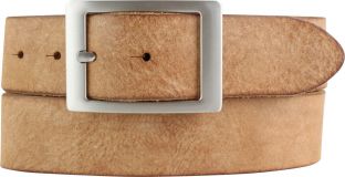 Gürtel aus weichem Vollrindleder mit Doppel-Schnalle 4,0 cm Tabac
