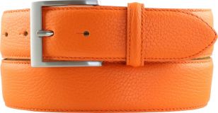 Herren-Gürtel aus gemasertem Leder mit Edelstahl-Gürtelschnalle 4,0 cm Orange