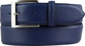 Herren-Gürtel aus gemasertem Leder mit Edelstahl-Gürtelschnalle 4,0 cm Blau