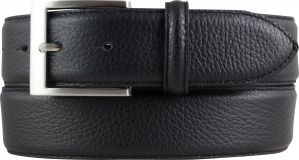 Herren-Gürtel aus gemasertem Leder mit Edelstahl-Gürtelschnalle 4,0 cm Schwarz