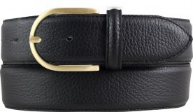 Damen-Gürtel aus gemasertem Leder mit Steppnaht gold 4,0 cm Schwarz