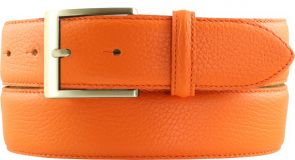 Herren-Gürtel aus gemasertem Leder mit Steppnaht gold 4,0 cm Orange