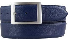 Herren-G�rtel aus gemasertem Leder mit Steppnaht Doppel 4,0 cm Blau