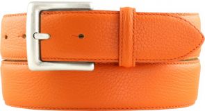 Herren-Gürtel aus gemasertem Leder mit Steppnaht 4,0 cm Orange