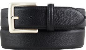 Herren-Gürtel aus gemasertem Leder mit Steppnaht 4,0 cm Schwarz