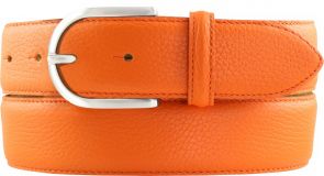 Damen-Gürtel aus gemasertem Leder mit Steppnaht 4,0 cm Orange