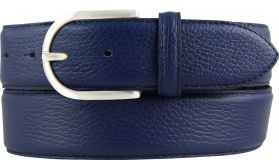 Damen-Gürtel aus gemasertem Leder mit Steppnaht 4,0 cm Blau