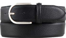 Damen-Gürtel aus gemasertem Leder mit Steppnaht 4,0 cm Schwarz
