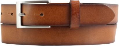 Herren-Gürtel aus Vollrindleder mit geschwärzten Kanten 3,0 cm Cognac