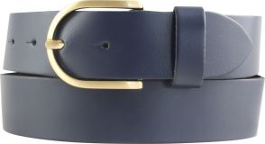 Dameng�rtel aus Spaltleder mit goldener G�rtelschlie�e 4,0 cm Marine